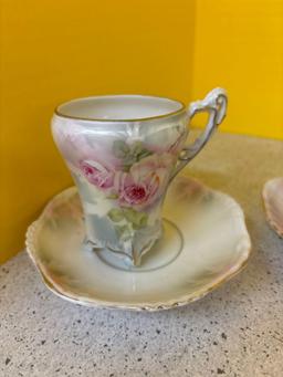 Royal Bayreuth rose chocolate pot, cups and saucers