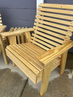 4pc set Rocky Mountain arm lounge chairs w/ table & crate