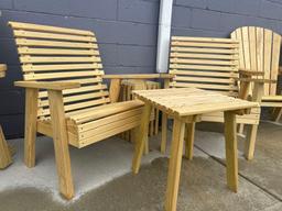 4pc set Rocky Mountain arm lounge chairs w/ table & crate