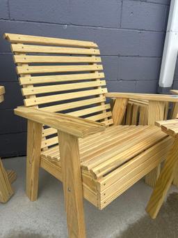 4pc set Rocky Mountain arm lounge chairs w/ table & crate