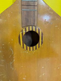 Interesting old wooden lute with eight strings