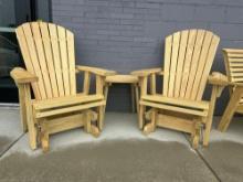 3 pc set Rocker / Glider Arm chair set w/table Amish Quality