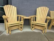 3 pc set Rocker / Glider Arm chair set w/table Amish Quality