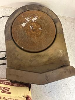 antique record player and magnajector portable electric toy projector