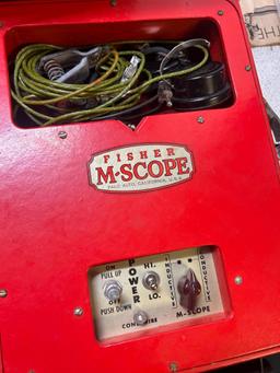 fisher m scope metal detector in wooden box