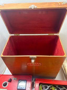 fisher m scope metal detector in wooden box