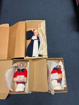 Marjorie Spangler doll and 2 Gund bears