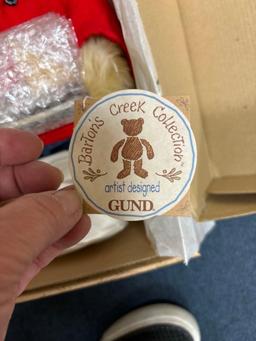 Marjorie Spangler doll and 2 Gund bears