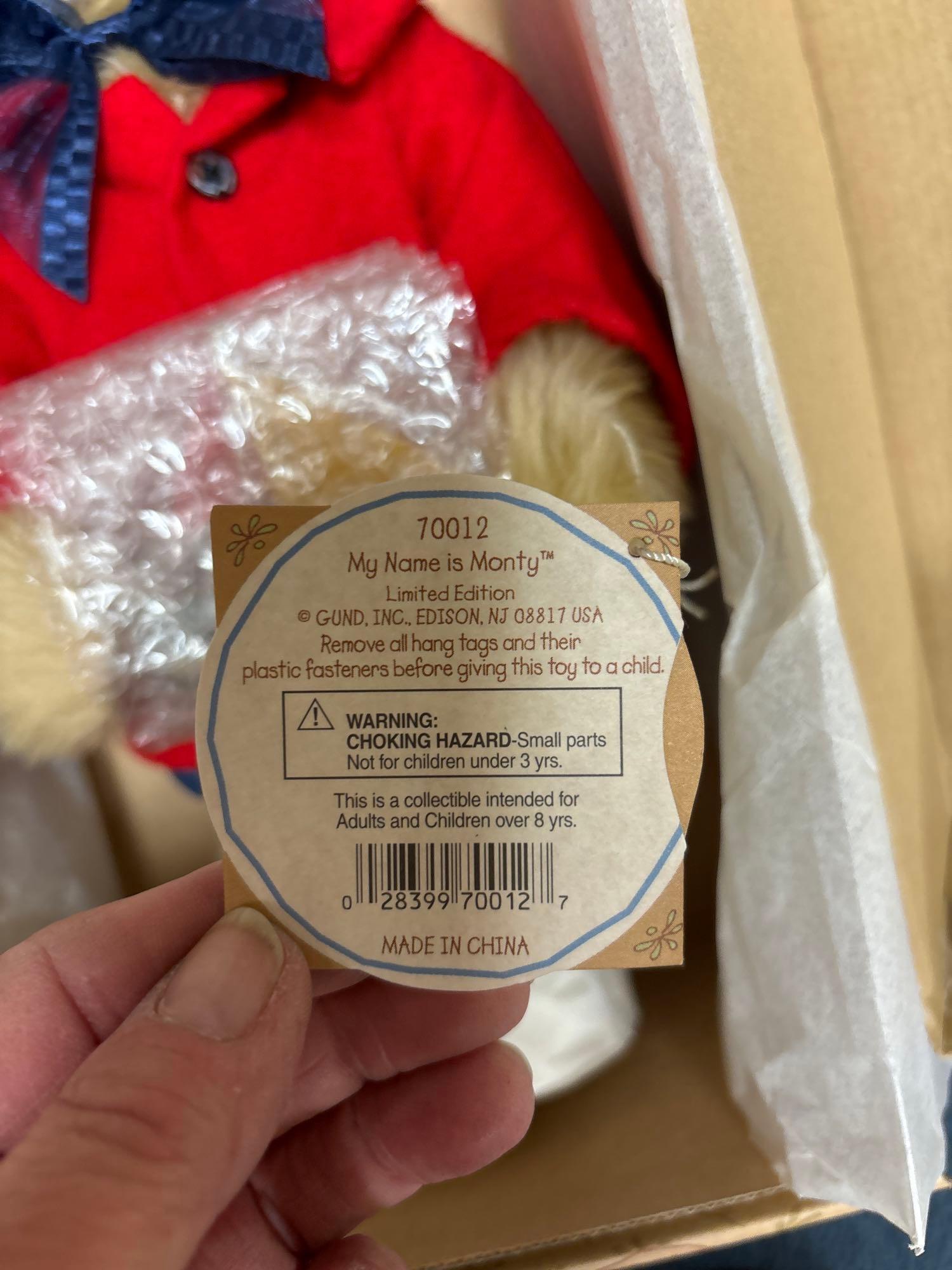 Marjorie Spangler doll and 2 Gund bears