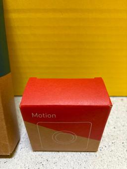 Base station, keypad, motion, panic, and entry buttons, yard sign stake