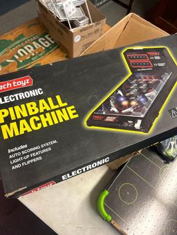 tabletop hockey and electronic pinball