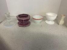 Fenton crested glass, PYREX, ERPMILA Germany, BELLEEK island