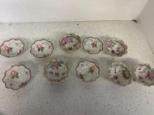 hand painted Moriage salt cellars