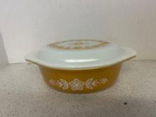 vintage Pyrex butterfly gold baking dish