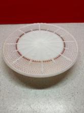 Fleur de lis milk glass cake stand