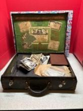 Vintage Advertising suitcase Containing vintage photos and scrapbooks