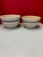 Pair of banded pottery bowls, possibly McCoy