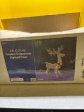 4 foot frosted grapevine lighted deer