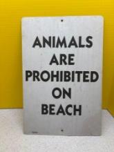 Animals are permitted on beach sign 12 x 18