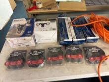 50 foot extension cord with outlet box ceiling fixture support bars, security lights