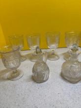 Early American pattern, cut, glass, vintage glass, goblets art deco