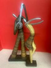 abstract mid century look, mixed media chrome SISAL stone look figures