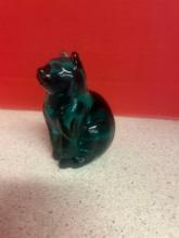 green glass cat figurine