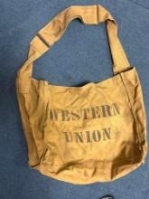 Western Union canvas messenger bag with shoulder strap