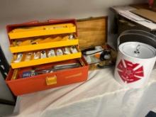 Ohio fire chief ice bucket, glue gun set, and tackle box with acrylic polymers