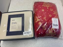 microfiber bedsheets and 50 x 96 Christmas curtain