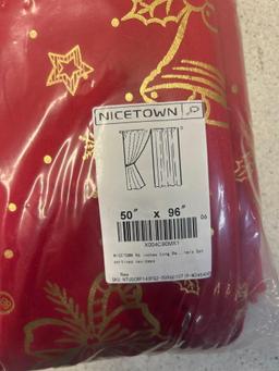 microfiber bedsheets and 50 x 96 Christmas curtain
