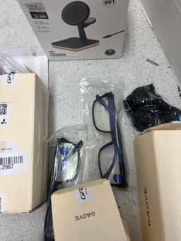 wireless charging stand, blue light glasses, night guard, smart Wi-Fi switch
