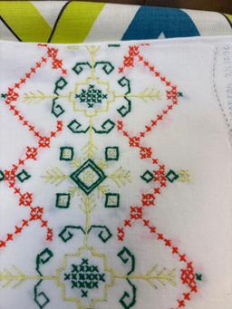 NOS hand towels, embroidered pillowcases