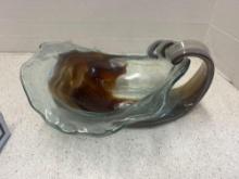 vintage art glass swirl dish