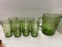 hazel atlas green glass dot pattern set