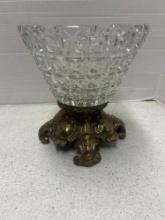 genuine monarch crystal decorative glass bowl with metal bass