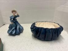 Florence ceramics, semi porcelain lady and WCL ceramic cookie jar