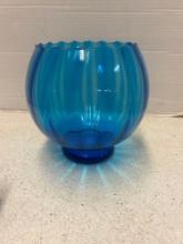 blue optic panel round vase/ jar