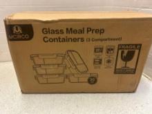 three compartment glass meal prep containers