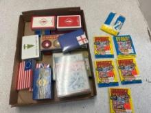 five sealed Desert Storm cards, and playing card sets