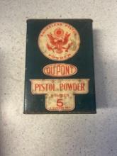 antique dupoint pistol powder, number 5, Full tin 8 ounce