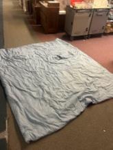 large blue bedsheet and covers