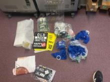 blue decorative clothing, signs, party supplies etc