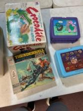 vintage lunchbox, thunderball puzzle, crocodile dentist game