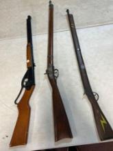 Daisy BB gun and wooden toy rifles