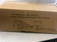 two set table lamps with USB port