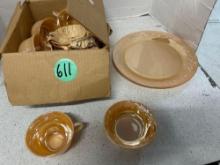 fire king peach luster sheaves of wheat oven ware set