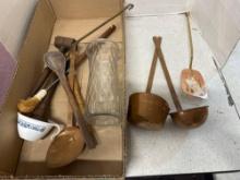 vintage copper, wooden, glass kitchen ware