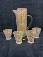 Mid-century splatter glass beverage set