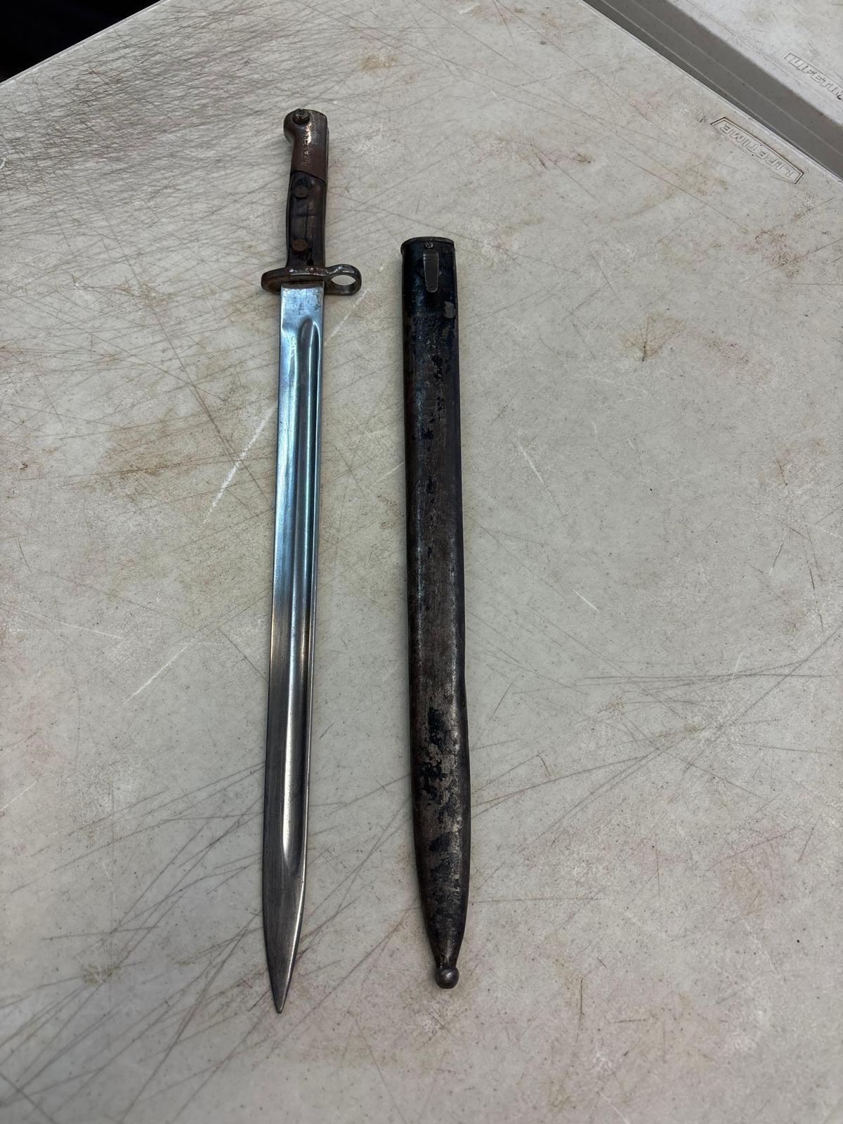 European bayonet 20 1/2 inches long with sheath